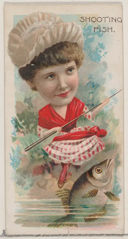 Shooting Fish, from the series Fishers and Fish (N74) for Duke brand cigarettes Wall Art by Knapp & Company - High-Resolution Digital Print