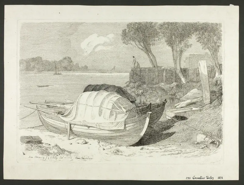 Shored Boats Wall Art by Cornelius Varley - High-Resolution Digital Print