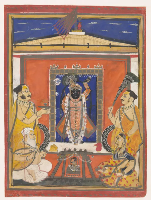 Shri Nath-Ji, met Nanda en Yasoda Wall Art by anonymous - High-Resolution Digital Print