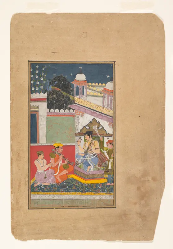 Shri Raga: Folio from a ragamala series (Garland of Musical Modes) Wall Art by Unknown - High-Resolution Digital Print