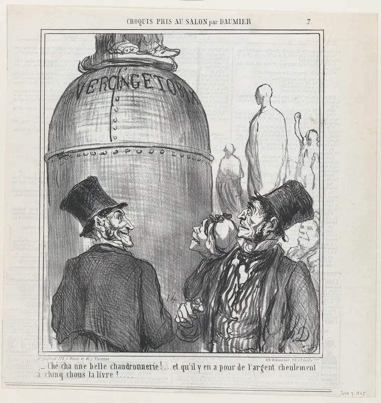 Shwell... this is what I call a shplendid job.... and for shust five chous per pound!..., from 'Sketches from the Salon,' published in Le Charivari, June 7, 1865 Wall Art by Honoré Daumier - High-Resolution Digital Print