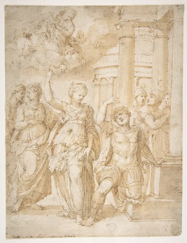 Sibyl Announcing the Birth of Christ to the Emperor Augustus Wall Art by Bartolomeo Neroni (Il Riccio) - High-Resolution Digital Print