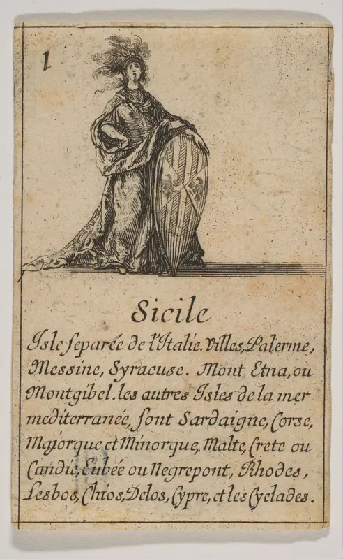 Sicile, from "Jeu de la Géographie" Wall Art by Stefano della Bella - High-Resolution Digital Print