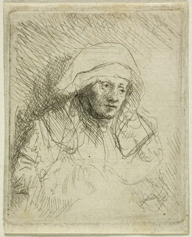 Sick Woman with a Large White Headdress (Saskia) Wall Art by Rembrandt van Rijn - High-Resolution Digital Print