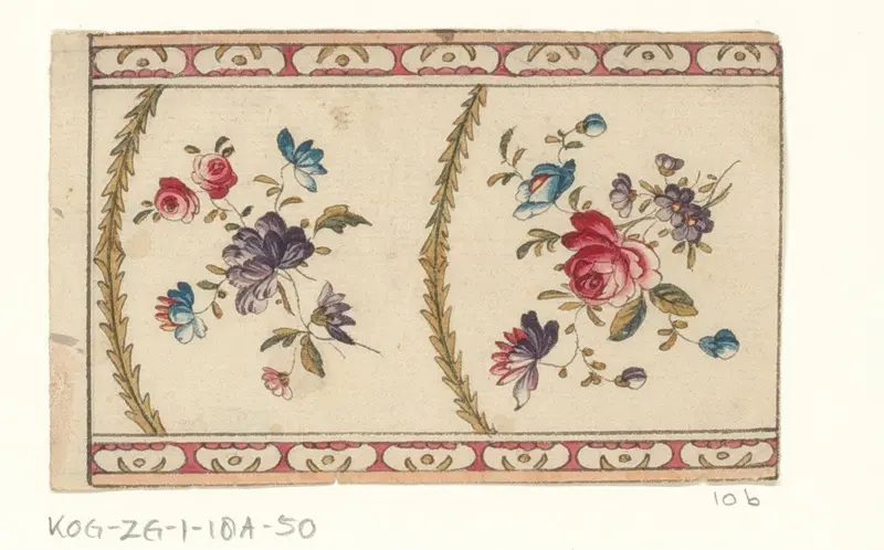 Sierpapier met rozen en bloemen Wall Art by anonymous - High-Resolution Digital Print