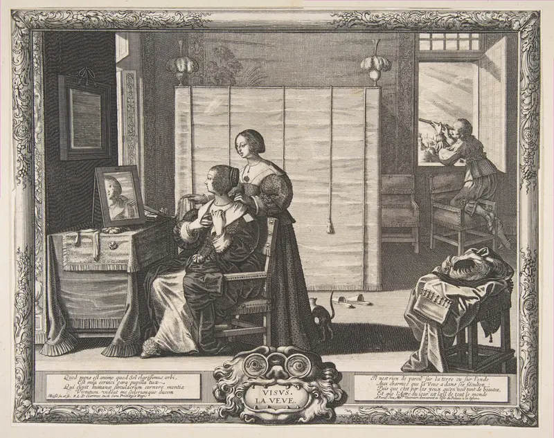 Sight, from "The Five Senses" (Les Cinq Sens) Wall Art by Abraham Bosse - High-Resolution Digital Print