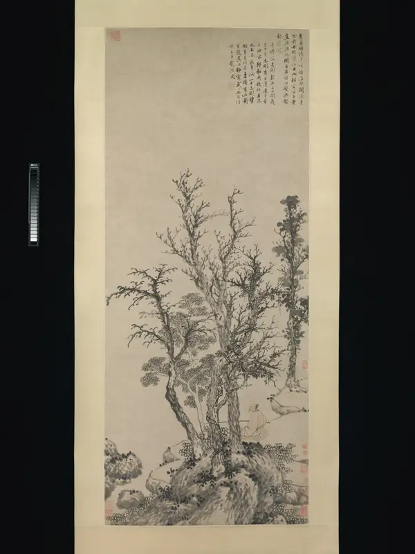Silent fisherman in an autumn wood Wall Art by Shen Zhou - High-Resolution Digital Print