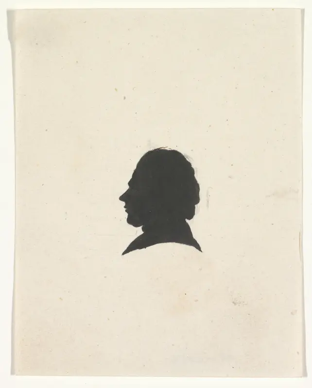 Silhouet van een jongeman, naar links kijkend Wall Art by anonymous - High-Resolution Digital Print