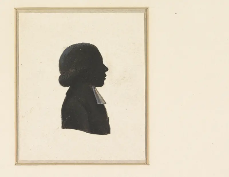 Silhouet van een jongen, naar rechts kijkend Wall Art by J. Beeldsnijder - High-Resolution Digital Print