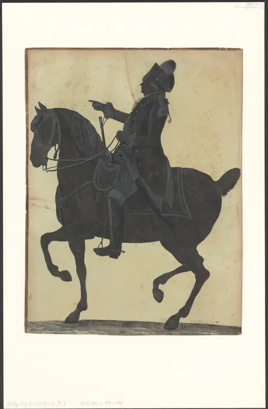 Silhouet van een officier te paard Wall Art by Unknown - High-Resolution Digital Print
