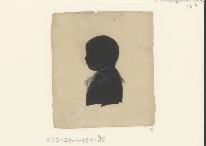 Silhouetportret van een onbekende jongen met kraag Wall Art by anonymous - High-Resolution Digital Print