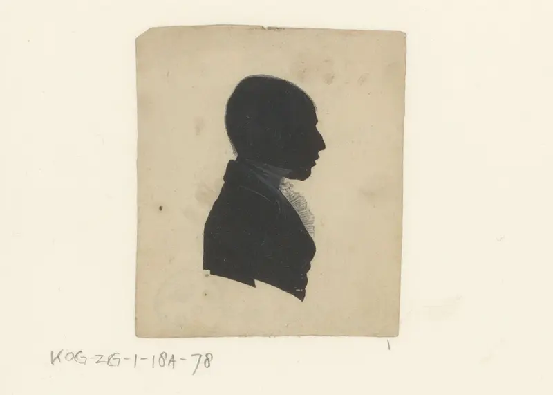 Silhouetportret van een onbekende man met kort haar Wall Art by anonymous - High-Resolution Digital Print
