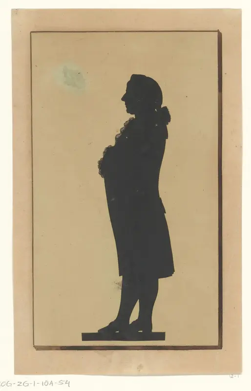 Silhouetportret van een onbekende staande man met gekruisde armen