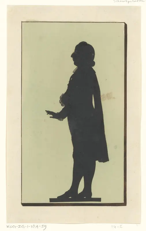 Silhouetportret van een onbekende staande man met opgeheven hand