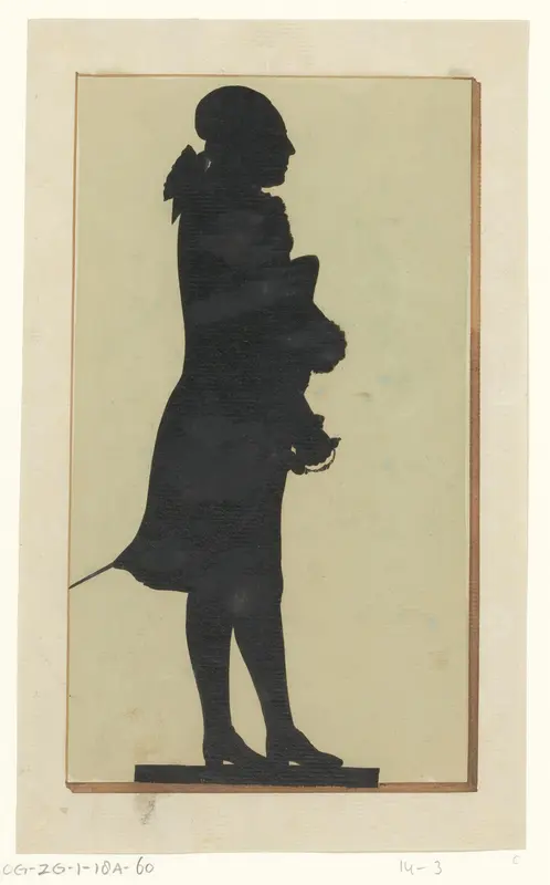 Silhouetportret van een onbekende staande man met sabel