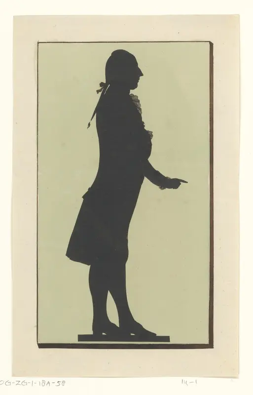 Silhouetportret van een onbekende staande man met wijzende vinger