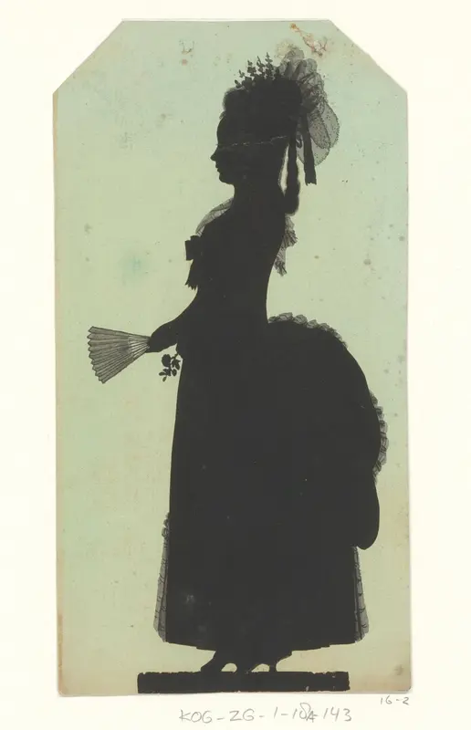 Silhouetportret van een onbekende staande vrouw
