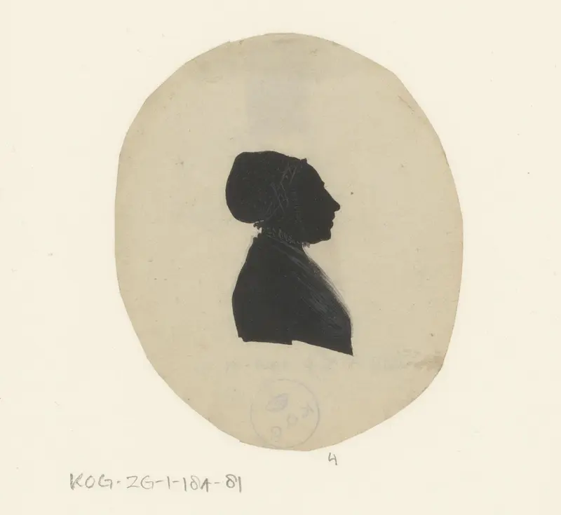 Silhouetportret van een onbekende vrouw met muts Wall Art by anonymous - High-Resolution Digital Print