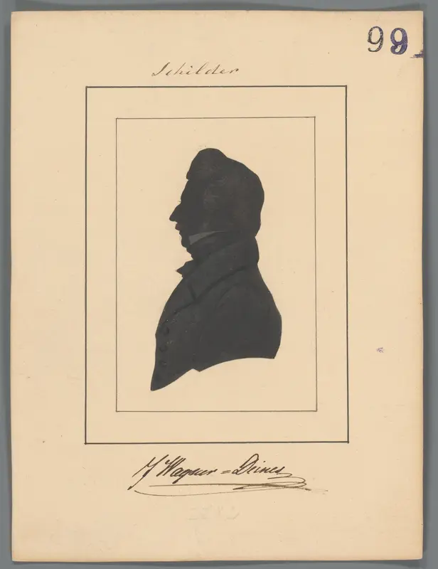 Silhouetportret van Johann Wagner-Deines Wall Art by Elisabeth Alida Haanen - High-Resolution Digital Print