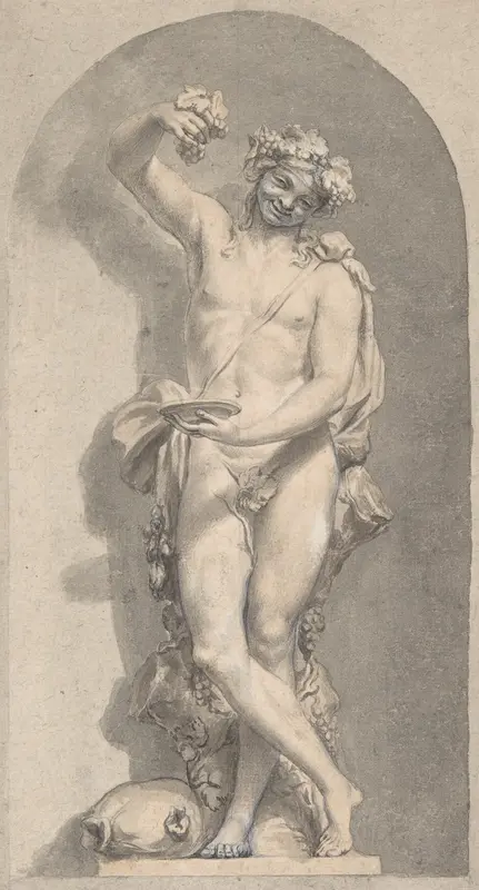 Silhouetted Study of Bacchus in a Niche Wall Art by Anonymous, Italian, 18th century - High-Resolution Digital Print