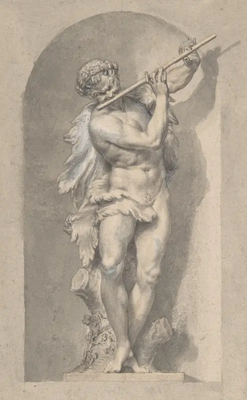 Silhouetted Study of Pan in a Niche Wall Art by Anonymous, Italian, 18th century - High-Resolution Digital Print