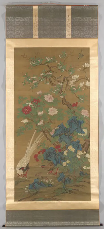 Silver Pheasants under Spring Blossoms Wall Art by Ye Shuangshi - High-Resolution Digital Print