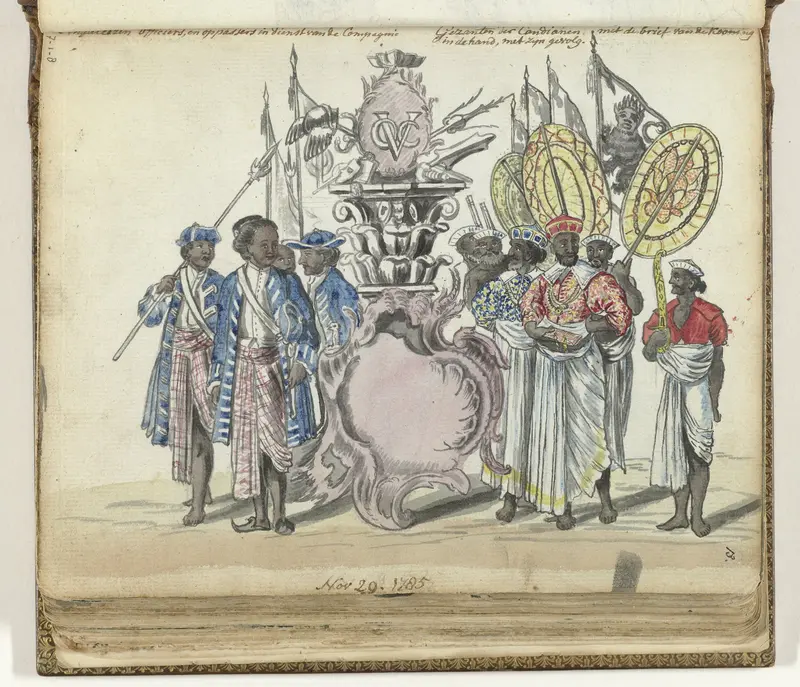 Singalese militairen in dienst van de VOC en gezanten van de koning van Kandy Wall Art by Jan Brandes - High-Resolution Digital Print