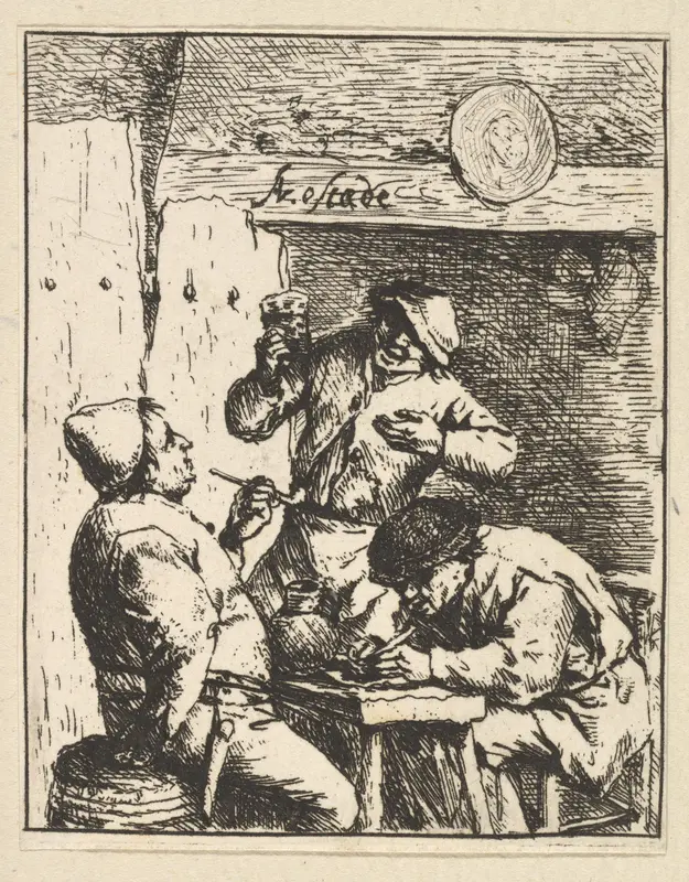 Singer Standing Between Two Smokers Wall Art by Adriaen van Ostade - High-Resolution Digital Print