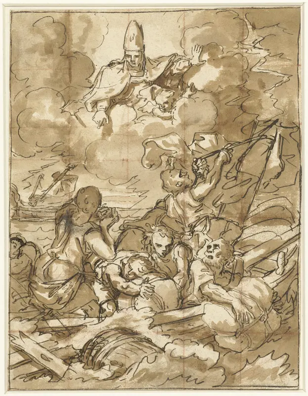 Sint Nicolaas doet de storm op zee bedaren Wall Art by Unknown - High-Resolution Digital Print