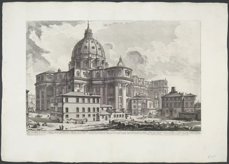 Sint-Pietersbasiliek vanaf Piazza della Sagrestia Wall Art by Unknown - High-Resolution Digital Print