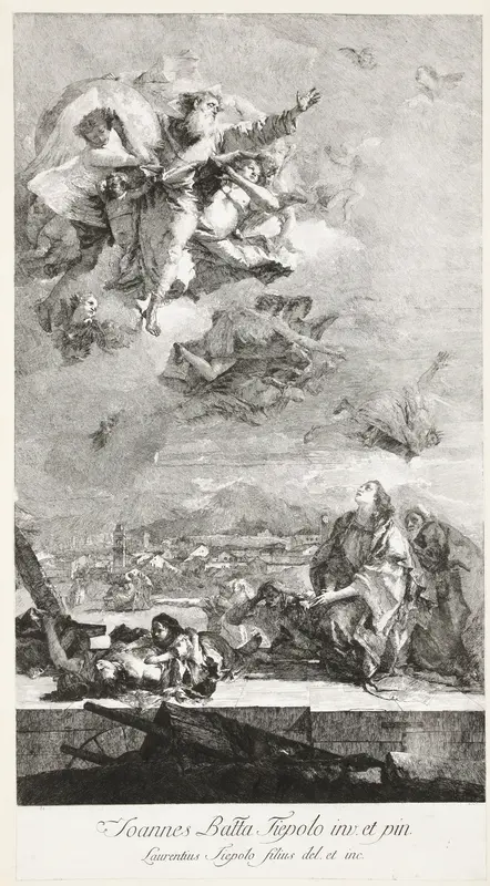 Sint-Thecla bidt tot God om de pestepidemie weg te nemen Wall Art by Unknown - High-Resolution Digital Print