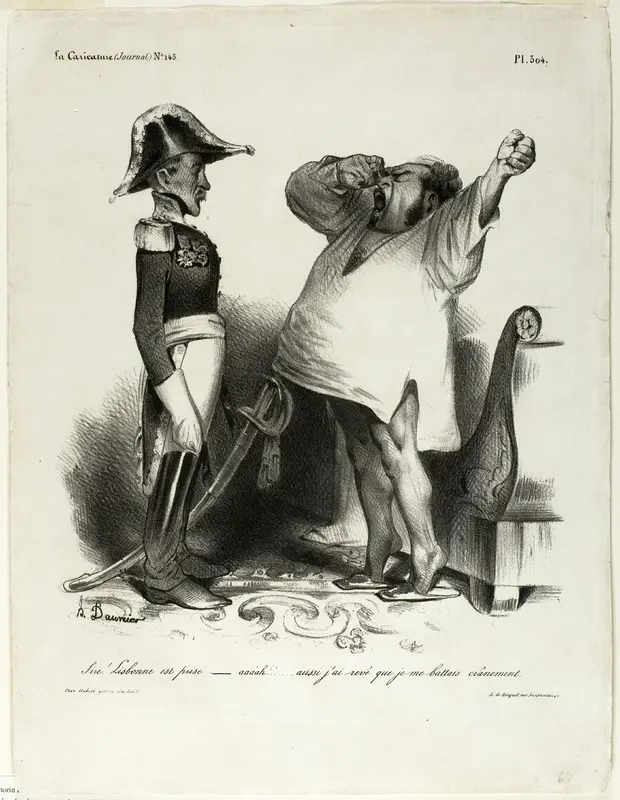 “- Sire! Lisbon has been captured. - aaaah!!... and I dreamt that I had fought courageously!,” plate 304