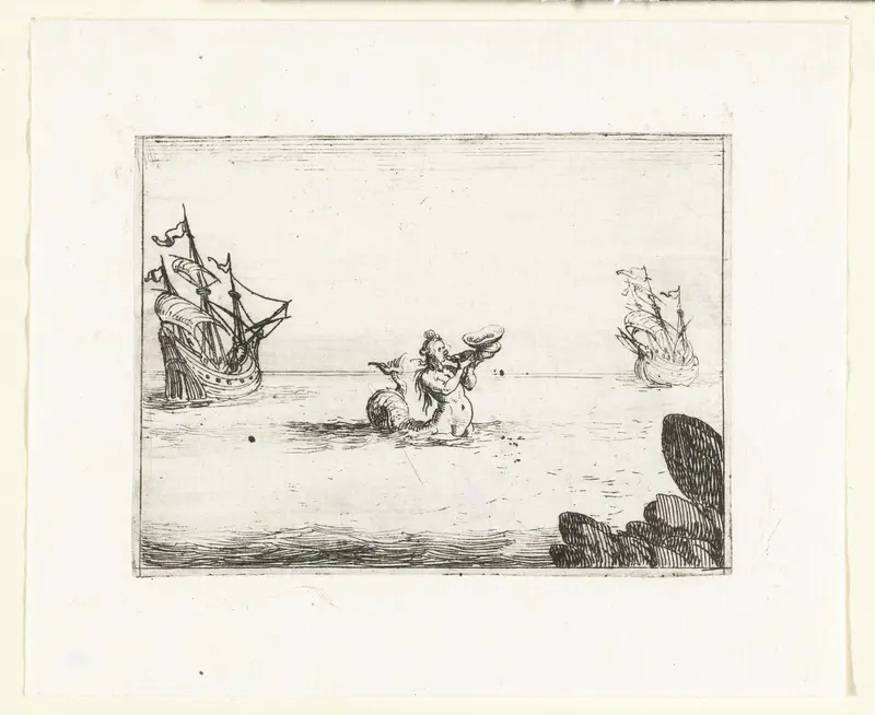 Sirene tussen twee schepen Wall Art by Jacques Callot - High-Resolution Digital Print