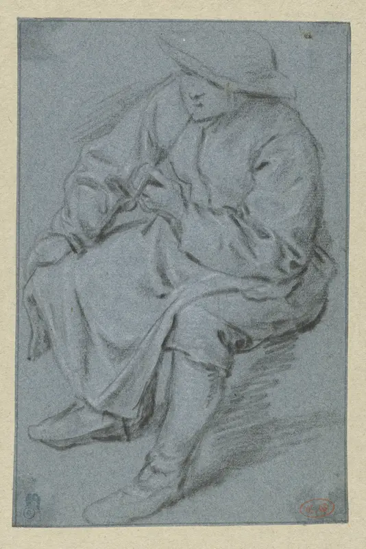 Sitting Man with a Pipe Wall Art by Adriaen van Ostade - High-Resolution Digital Print
