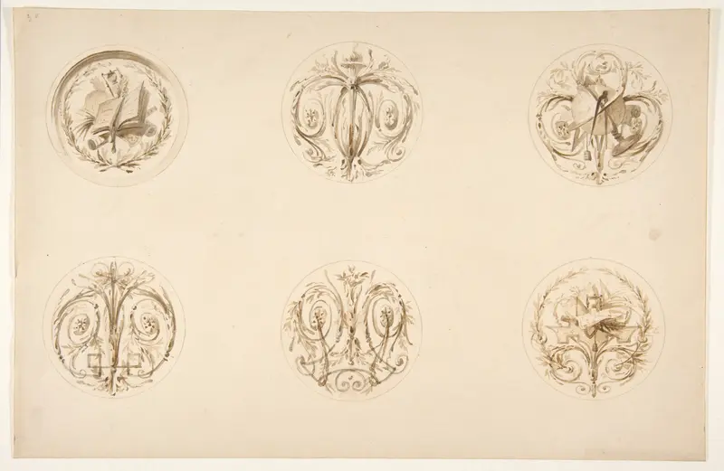 Six designs set in medallions Wall Art by Jules-Edmond-Charles Lachaise - High-Resolution Digital Print
