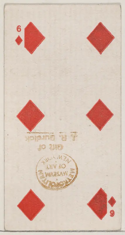 Six Diamonds (red), from the Playing Cards series (N84) for Duke brand cigarettes Wall Art by W. Duke, Sons & Co. - High-Resolution Digital Print