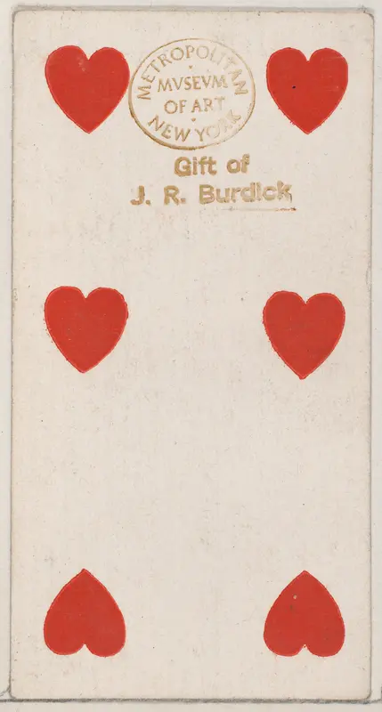 Six Hearts, from the Playing Cards series (N84) to promote Turkish Cross-Cut Cigarettes for W. Duke, Sons and Co. Wall Art by W. Duke, Sons & Co. - High-Resolution Digital Print