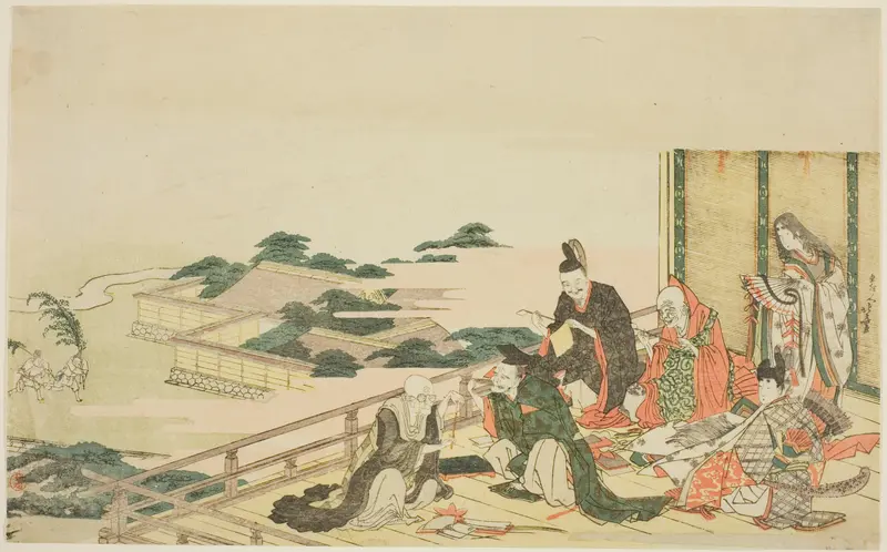 Six immortal poets preparing for the Tanabata festival Wall Art by Katsushika Hokusai - High-Resolution Digital Print