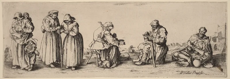 Six Men and Women Beggars Wall Art by Jacques Callot - High-Resolution Digital Print