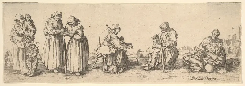 Six Men and Women Beggars Wall Art by Wenceslaus Hollar - High-Resolution Digital Print