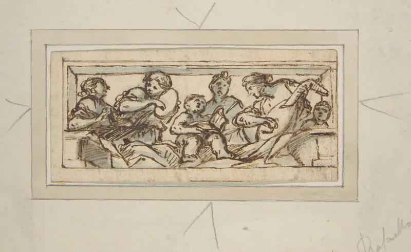 Six Music-Making Figures Wall Art by Giovanni Francesco Romanelli - High-Resolution Digital Print