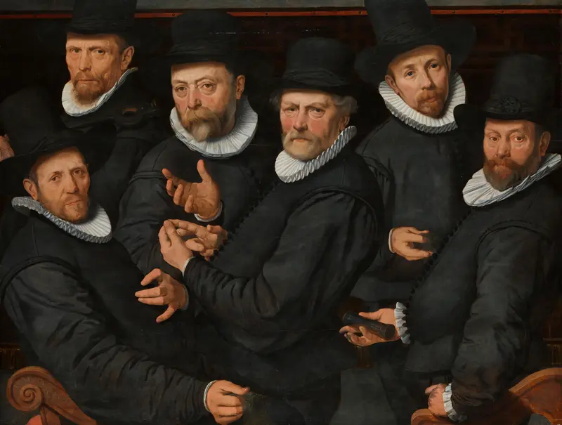 Six Wardens of the Drapers’ Guild Wall Art by Pieter Pietersz. (I) - High-Resolution Digital Print