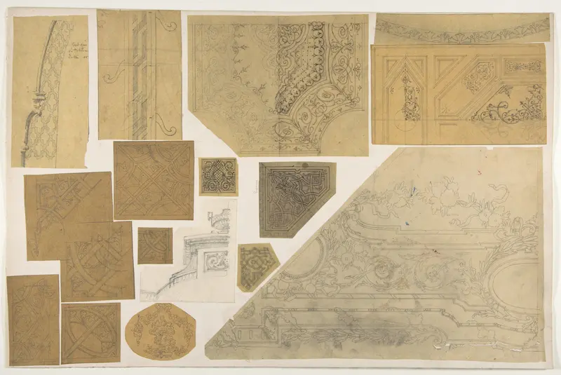 Sixteen designs of the decoration of walls and ceilings Wall Art by Jules-Edmond-Charles Lachaise - High-Resolution Digital Print