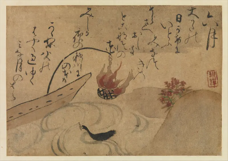 “Sixth Month” from Fujiwara no Teika’s “Birds and Flowers of the Twelve Months” Wall Art by Ogata Kenzan - High-Resolution Digital Print