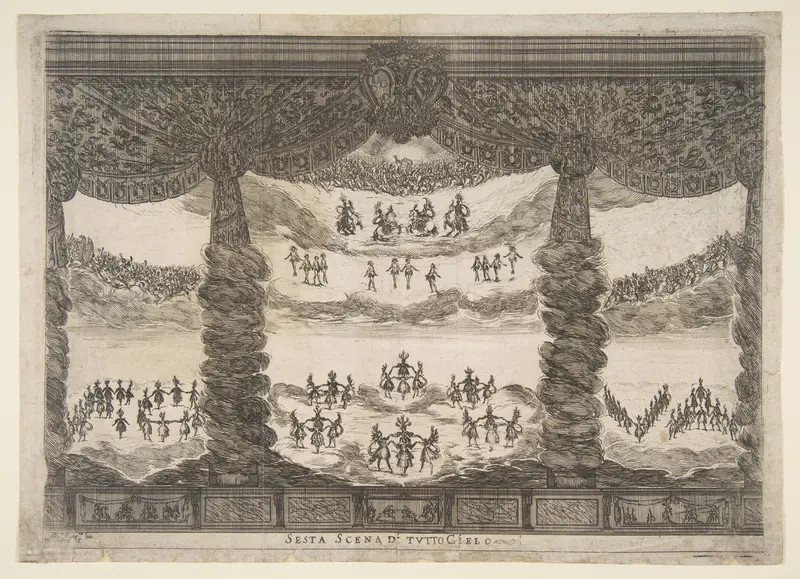 Sixth scene, the heavens, from "The marriage of the gods" (Le nozze degli Dei) Wall Art by Stefano della Bella - High-Resolution Digital Print