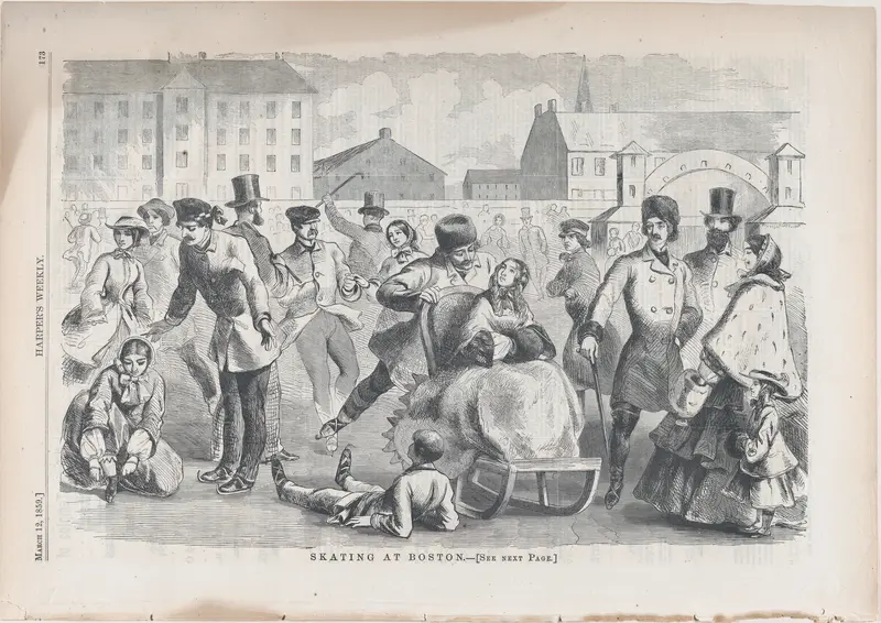 Skating at Boston (from "Harper's Weekly," Vol. III) Wall Art by Winslow Homer - High-Resolution Digital Print