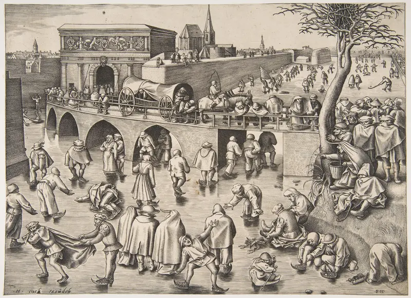 Skating before the St. George's Gate, Antwerp Wall Art by Pieter Bruegel the Elder - High-Resolution Digital Print