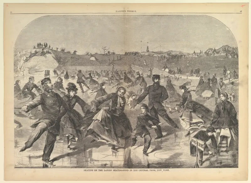 Skating on the Ladies' Skating Pond in Central Park, New York (from "Harper's Weekly," Vol. IV) Wall Art by Winslow Homer - High-Resolution Digital Print