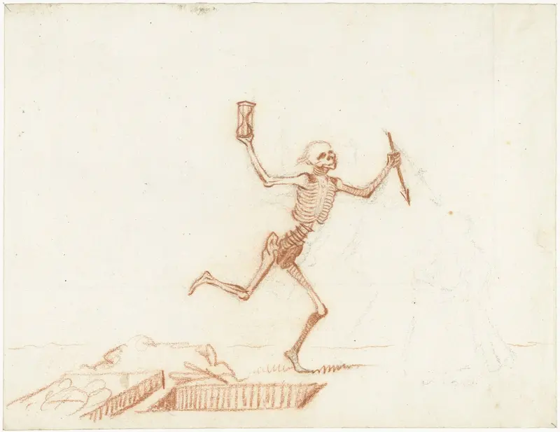 Skelet dansend naast een open graf Wall Art by Gesina ter Borch - High-Resolution Digital Print