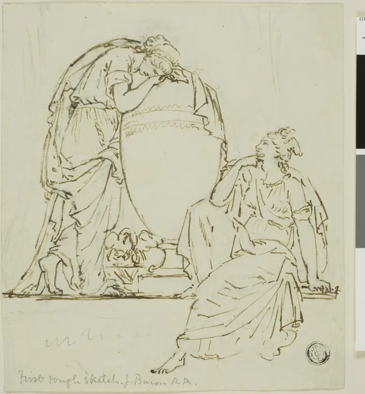 Sketch for a Funeral Monument Wall Art by John Bacon, the elder - High-Resolution Digital Print